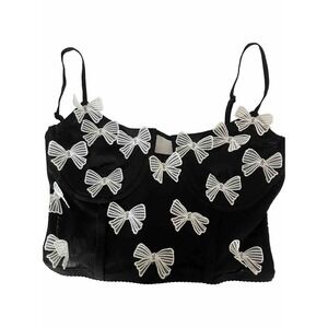 Cottagecore Festival Windsor Bralette Bra  Black‎ Small Bows Unlined Top